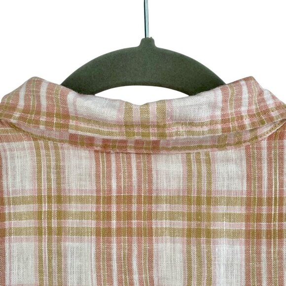 NWOT American Eagle Oversized Linen-Blend Plaid Button Down Shirt Roll Tab XS-1X - Picture 10 of 16